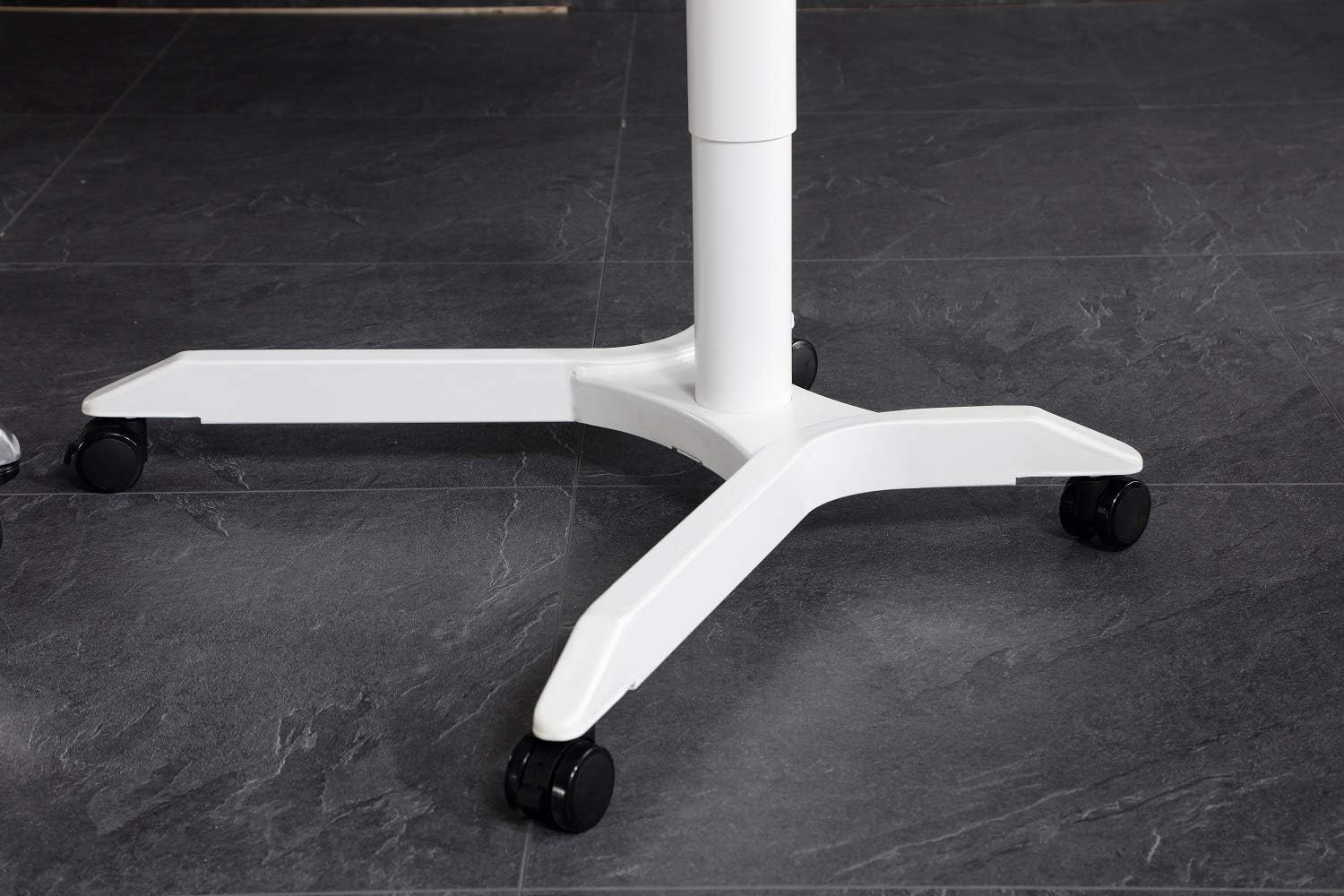 FRNIAMC Pneumatic Mobile Laptop Table Standing Desk Height Adjustable Rolling Sit-Stand Computer Cart with Wheels Heavy Duty Tray(White): Kitchen & Dining