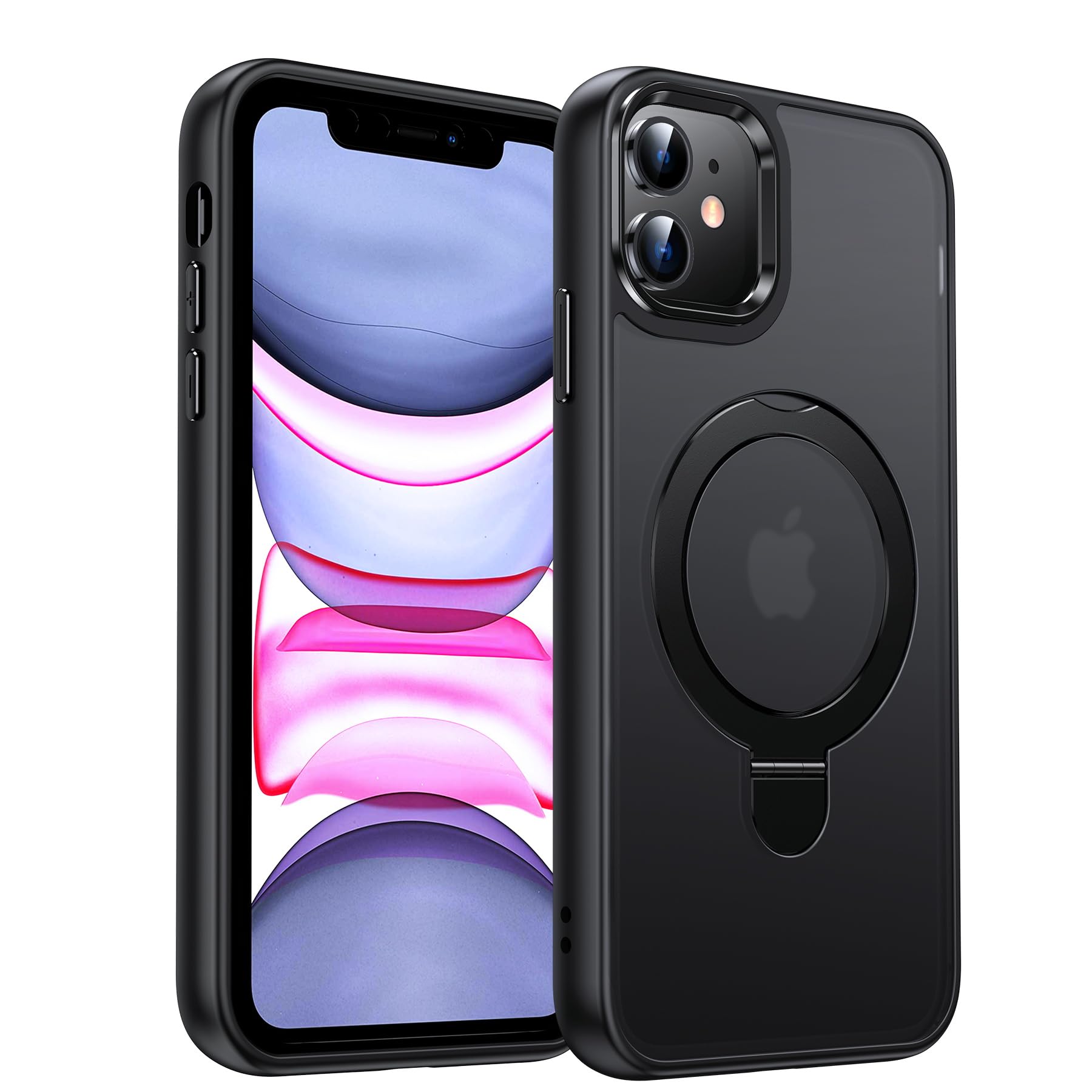 LeYi for iPhone-11 Phone Case, for Magsafe with Stand [ Kickstand Ring Holder] Cover Funda para iphone11 Women Man Magnetic Rugged Military Grade Protective Heavy Duty Slim ipone 11case, Black