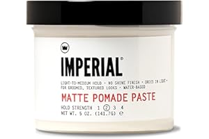 Imperial Barber Grade Products Matte Pomade Paste Light-Medium Hold, Natural, No-Shine Finish, Non-Greasy, Add Volume - 5 oz