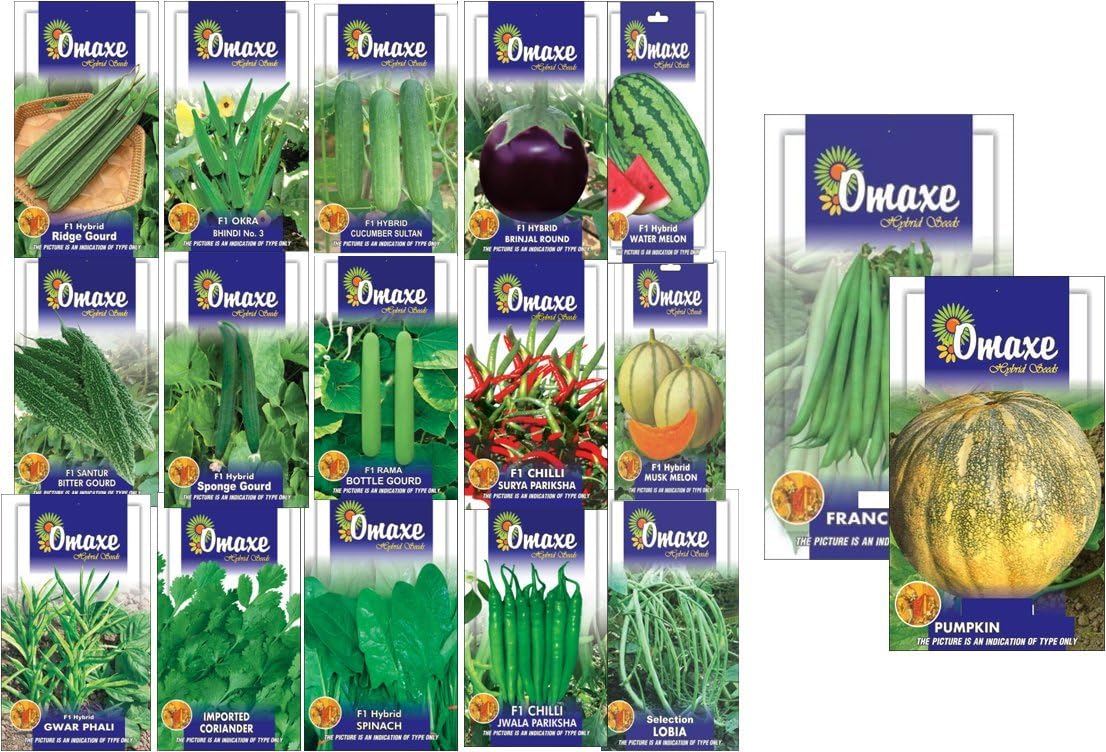 Tradico Super Green Hybrid Vegetable Seeds KIT-KHARIF/Summer Crops 15 Types, Buy Now to GET 2 PKT Free (Hybrid, Imported Seeds-OMAXE Brand)