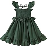YOUNGER TREE Toddler Dress Baby Girls Cotton Ruffle Sleeveless Summer Dresses Kids Boho Beach Casual Sundress