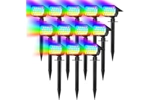 WENATY Solar Spot Lights Outdoor Color Changing, [7 Mode/12 Pack] Christmas Landscape Spotlights, Solar Lights Outdoor Waterproof, Solar Led Powered Flood Light for Outside Pathway Yard Garden Walkway