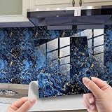 HORIWE Marble Tile Stickers Blue 20pc 15x15cm PVC Waterproof Kitchen Bathroom view 1