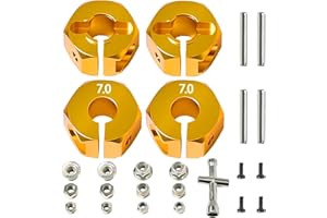 Fraizoe RC Aluminum 12mm Hex Wheel Hub 4Pcs w/Axle Pin M4 Flange Lock Nut Standard M3 M4 Nut 7mm Thickness Wheel Drive Adapter for 1/10 Traxxas HSP Redcat Rc4wd Tamiya Axial SCX10 WLtoy RC Car(25Pcs)