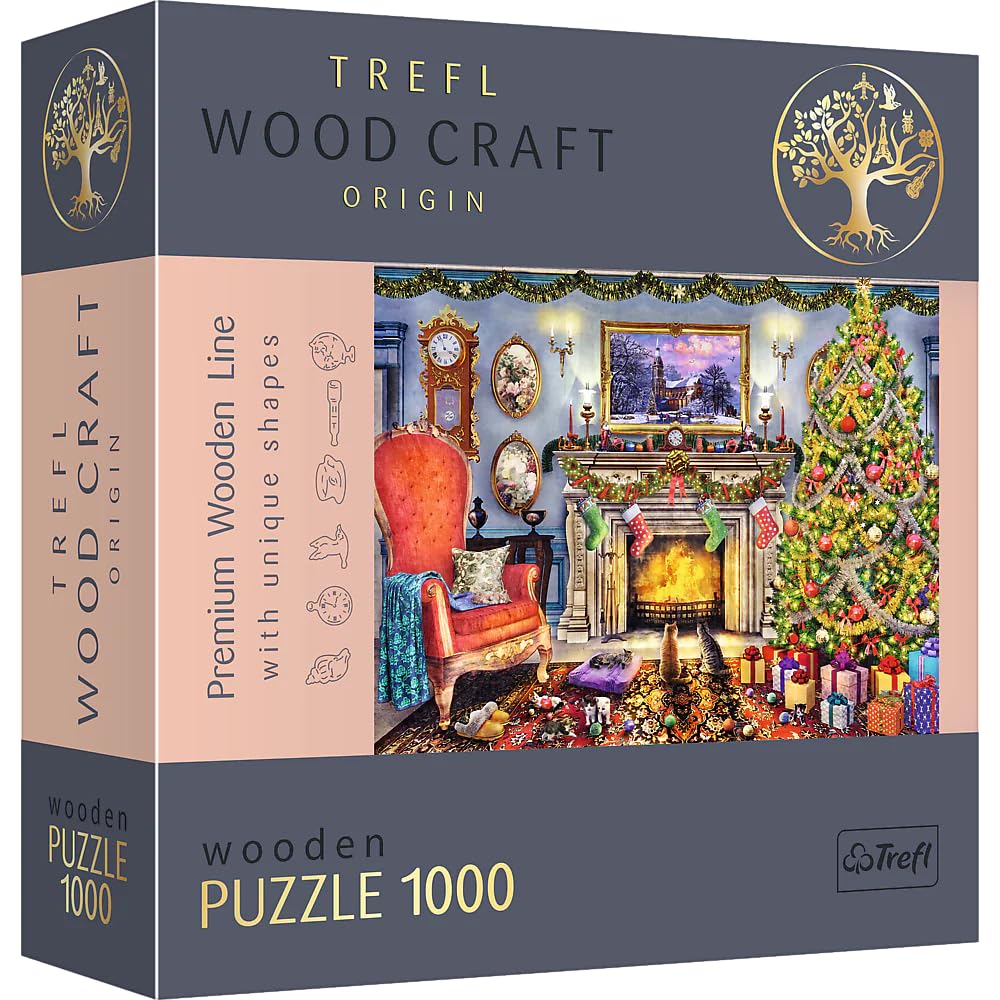 Trefl -1000 Pieces, Wood Craft, Irregular Shapes, 100 Christmas Figures, Modern Quality, DIY, Fun for Children aged 12 and up Puzzle, Color Near the Fireplace, 20171