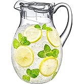 Amazing Abby - Bubbly - Plastic Pitcher (64 oz, 2 Quart), Clear Water Pitcher with Lid, Fridge Jug, BPA-Free, Shatter-Proof, Great for Iced Tea, Sangria, Lemonade, Juice, Milk, and More