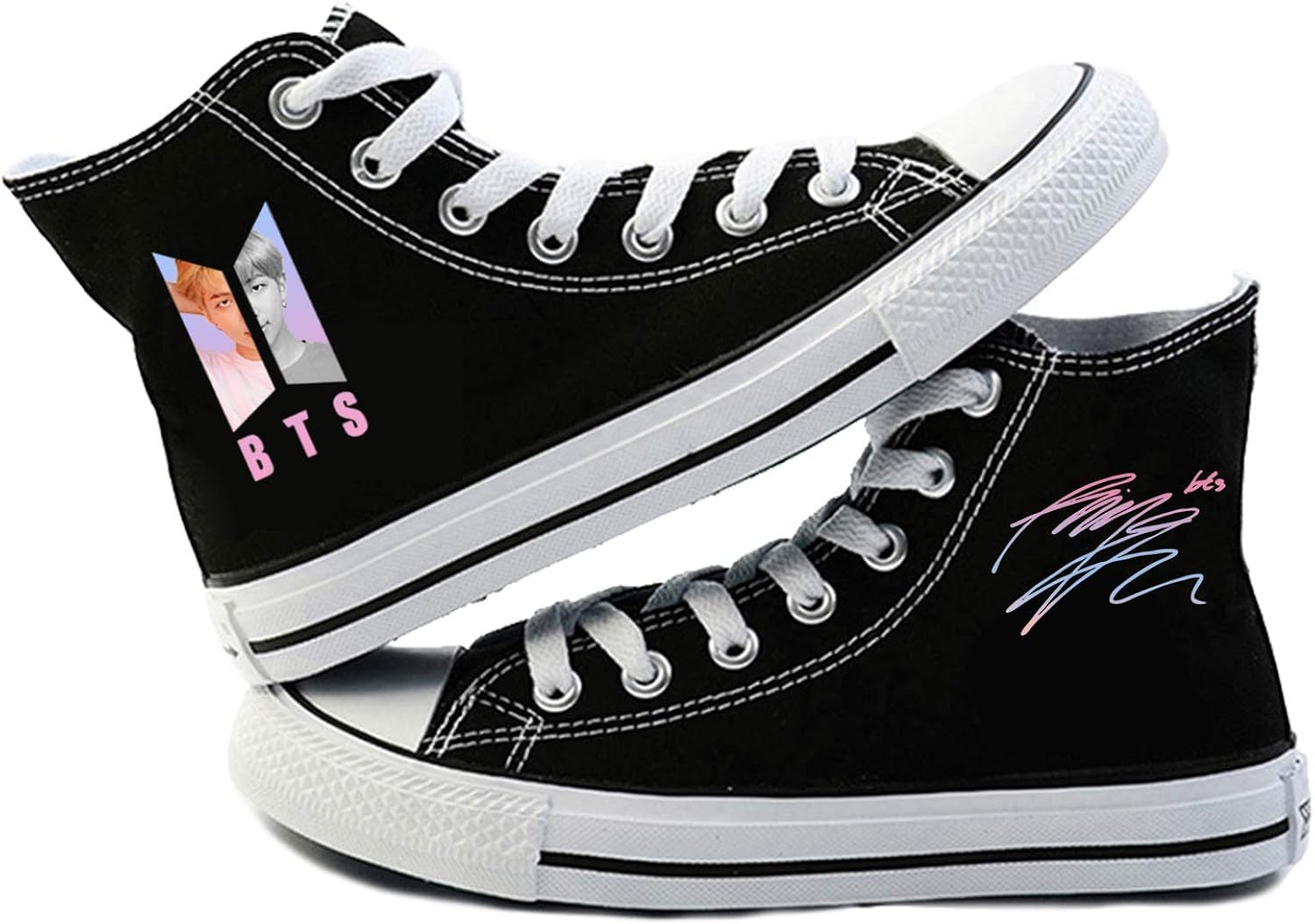 DHSPKN Kpop Shoes High Top Sneakers Jungkook Jimin Suga V Rap Monster Signature Canvas Shoes : Clothing