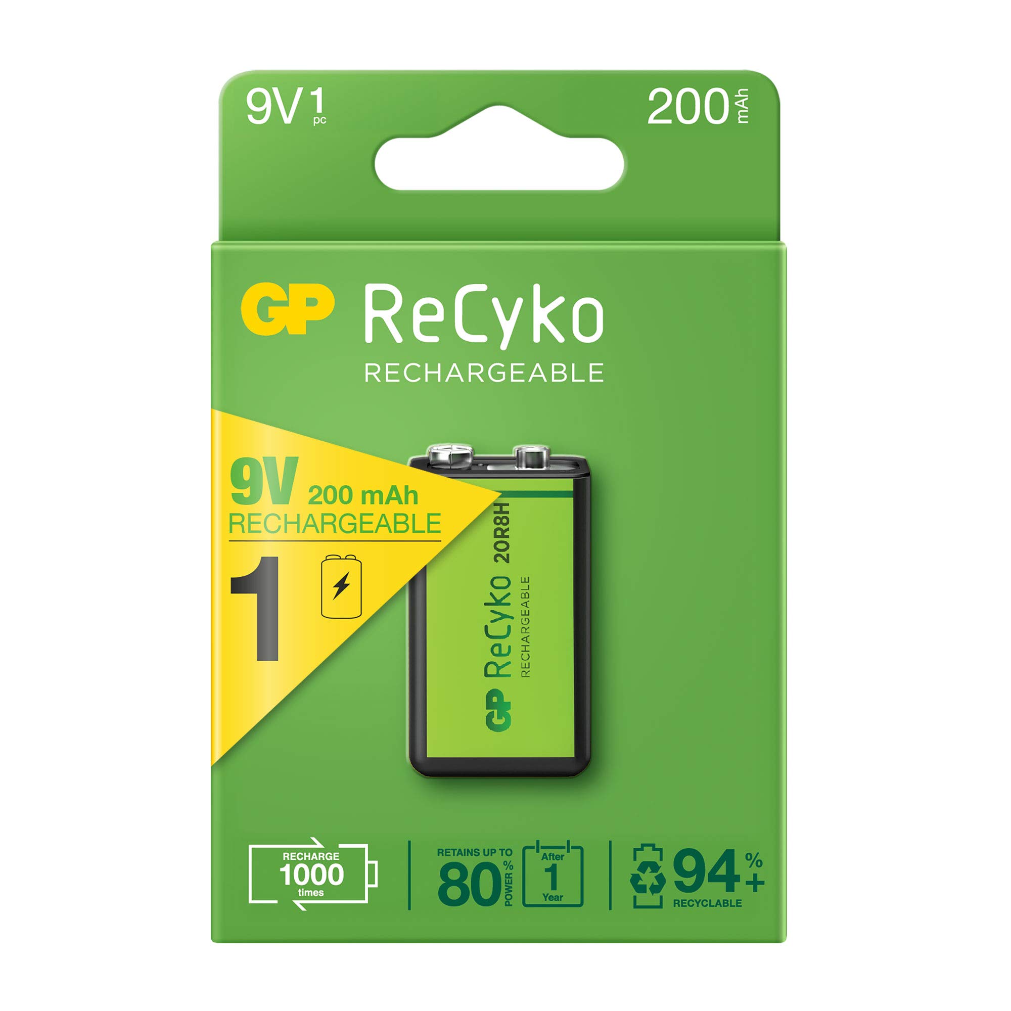 RECYKO 6LR61 9V 200MAH 1UND Rechargeable Battery