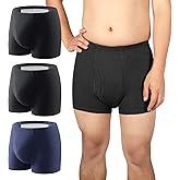 Carer Incontinence Underwear for Men Washable Incontinence Boxer Briefs 3 Pack Leak Proof Underwear for Men Cotton Reusable Incontinence Underwear with Extended Pad Front & Rear 280ML (Large)