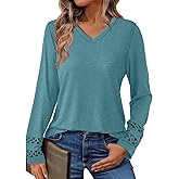 GKBK Women’s Long Sleeve V Neck Tunic Top Casual Dressy Blouse Business Loose Fit Trendy 2025 Fall Outfits