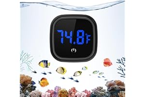 ANKILO Upgraded Aquarium Thermometer, Digital Fish Tank Thermometer, Large LED HD Display ±0.1°F, Fahrenheit Tank Temperature Measurement for Fish, Axolotl (Black)