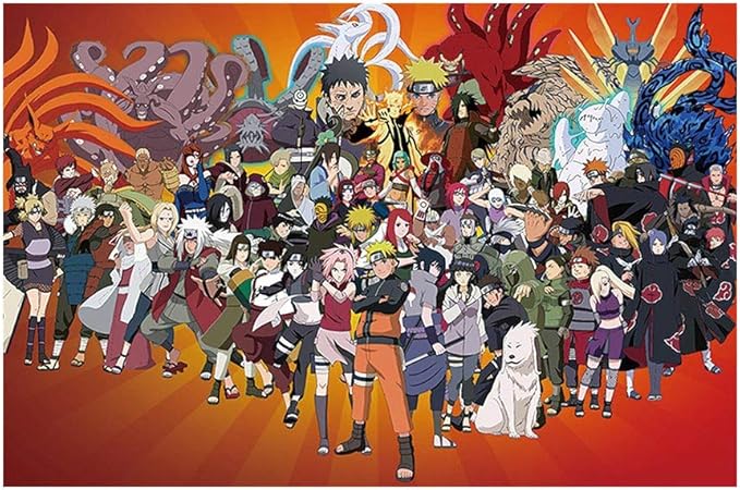 Image De Tout Les Personnage De Naruto UCAI Naruto Group Photo Anime Poster, Vintage Papier Kraft Papier à