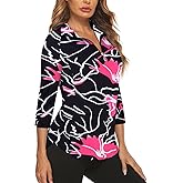 Cucuchy Style Womens Golf Shirt 3/4 Sleeve Quarter Zip Workout Tennis Tops Quick Dry UPF 50+ Shirts