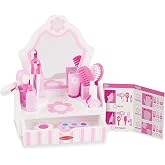 Melissa &amp; Doug Wooden Beauty Salon Play Set, 18-Piece Vanity with Pretend Play Toys, Makeup, Mirror, Accessories &amp; More, Preschool Toys for Girls &amp; Boys Ages 3+ - FSC Certified