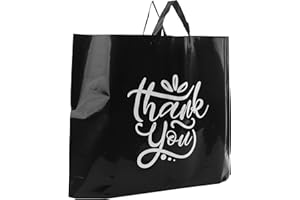 Camtoms Large Thank You Bags with Handles | Plastic Shopping Bags for Small Business | Retail & Boutique Bags