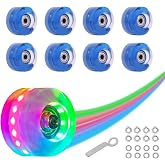 Nattork 8 Pack 82A Light up Roller Skate Wheels 54 * 32mm with Bearings Installed Luminous Quad Light Up Wheels Skating Accessories For Double Row Skates Outdoor And Indoor Use