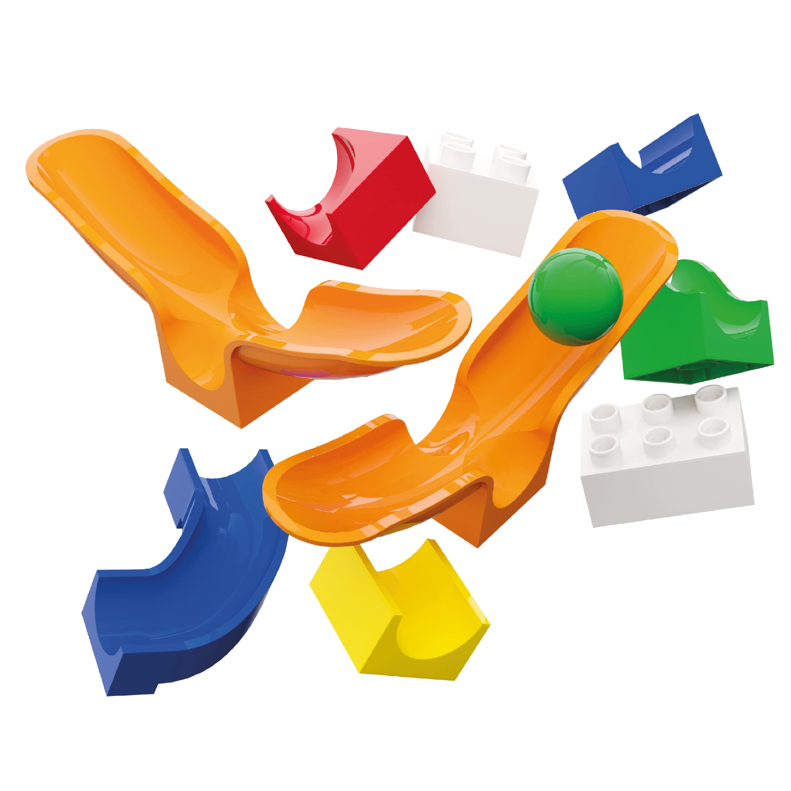 Hubelino Cradle Chute Action Set - The Original - 44 Piece Marble Run Set - Made in Germany