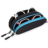 Likbry Double Glasses Case Soft Sunglasses Pouch, Portable Travel Dual Eyeglass Case with Clip & Zipper for Men Women