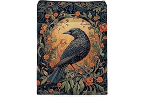 MQPPKJ Vintage Flower&Raven William Morris Book Sleeve for Book Lovers, Bookish Book Protector with Zipper, Washable Fabric Book Cover for Paperbacks & Hardcovers,11.4 x 9.1Inches (Black-Raven, Medium)