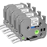 TZe-251 24mm 0.94 Laminated White Tape Replace for Brother Label Maker Tape Aze-251 Compatible with P-Touch Label TZ TZe 1" Black on White for PT-D600 PT-D610BT PT-P710BT PTP700 Refills,4 Pack