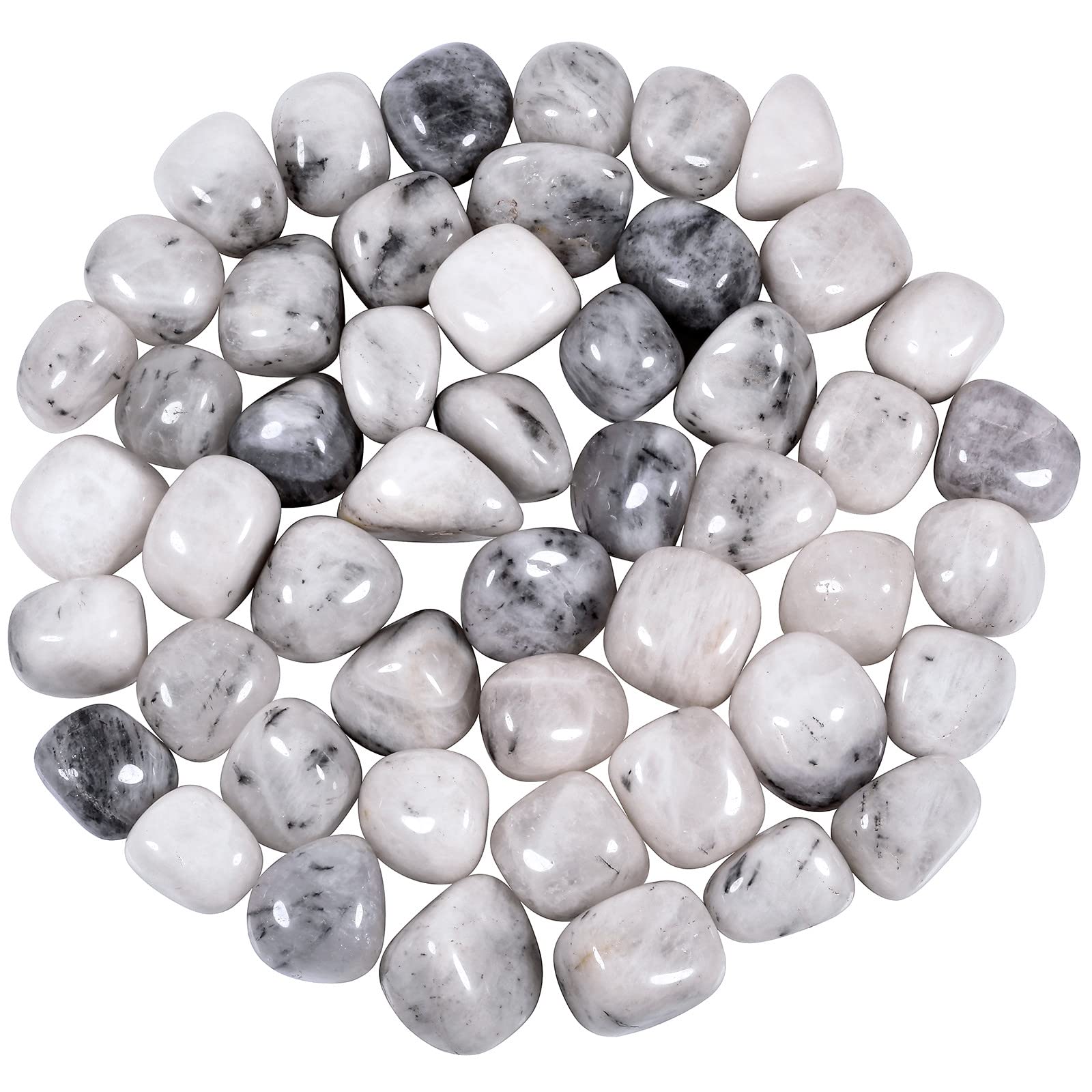 mookaitedecor 1lb/460g Black Rutilated Quartz Tumble Stones and Crystals Bulk Irregular Rocks Decorative Stones for Plant Pot Fish Tank Vase Bonsai Home Decor Reiki Healing Crystals