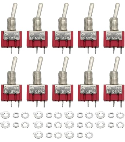 Mxuteuk 3PDT Mini Toggle Switch - 9 Terminal, 3 Position ON/OFF/ON - 5A 125V 2A 250V - Pack Of 4 For Car Dashboard & Electronics - View #12