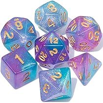 CiaraQ DND Polyhedral Dice Set with a Black Dice Bag for D&D
