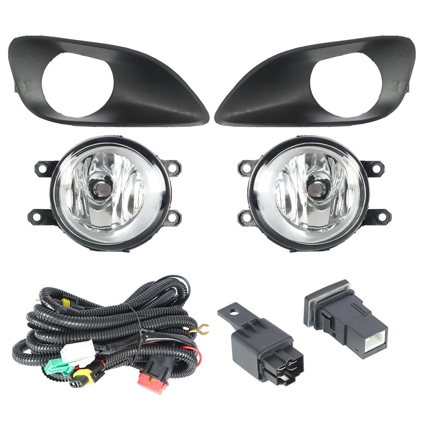 Photo 1 of labwork 1 Pair Fog Lights Lamps Replacement for Toyota Yaris Sedan 2006-2011 Clear Lens with Bulbs Switch Harness Frame Driving Fog Lights Lamps