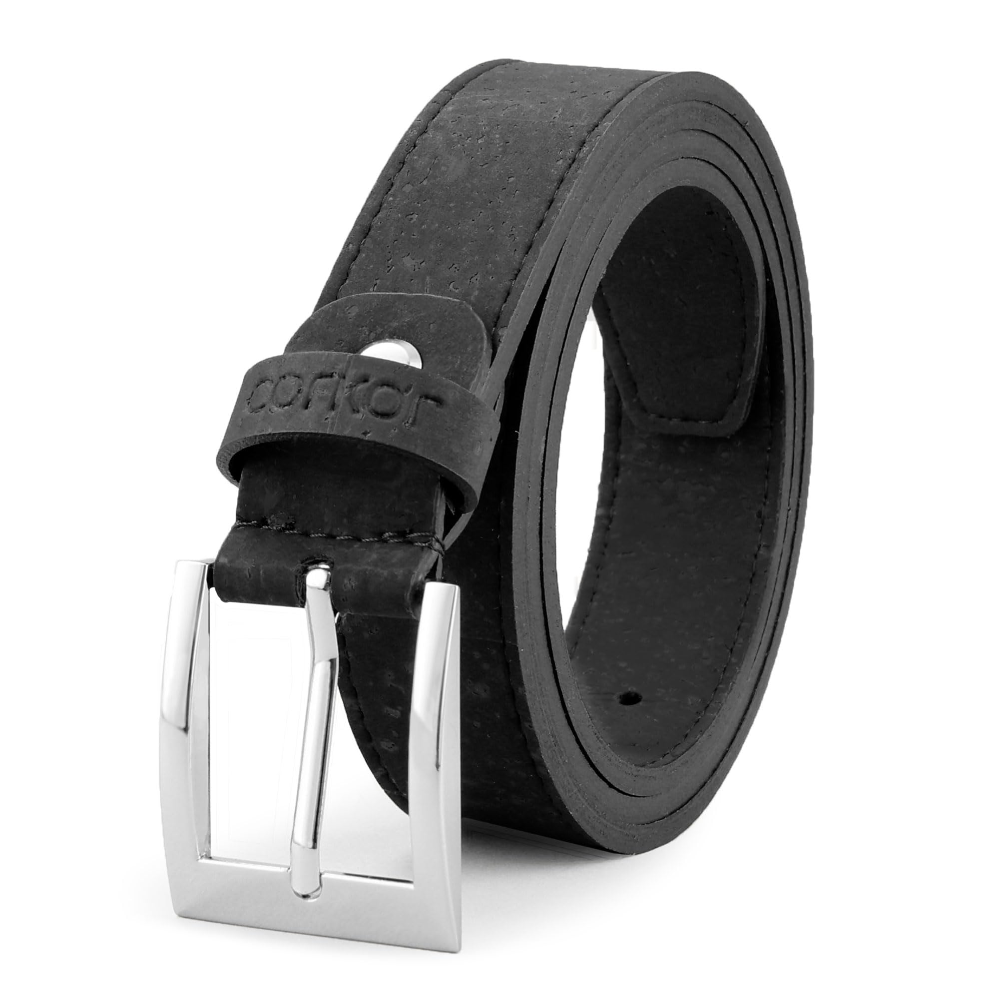 Corkor Men Cork Belt - Vegan Leather - Belt for Men Brown Black Color Durable, Adjustable, Non-Leather 1.18-inch Wide for Casual Wear 46" Size