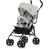 Dream On Me Vista Moonwalk Baby Stroller in Light Gray, Lightweight Infant Stroller with Compact Fold, Multi-Position Recline Umbrella Stroller with Canopy, Extra Large Storage and Cup Holder