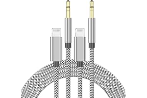 KASSDIN [Apple MFi Certified] iPhone Aux Cord for Car, 2 Pack Lightning to 3.5mm Aux Audio Nylon Braided Cable for Car Home Stereo Speaker Headphone Compatible with iPhone 14 13 12 11 Pro Max XS XR X 8 7 iPad