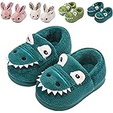 OWIF Kids Toddler Slippers Boys Girls Dinosaur Bunny House Shoes Non Slip Warm Soft Winter Fuzzy Indoor Slipper