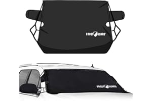 FrostGuard Vortex | Full-Coverage Car Windshield Cover for Ice and Snow, XL Size (Black) - Wiper Blade + Side Mirror Covers - Fit-Fast Straps, Security Panels + Storage Pouch - for Trucks and SUVs