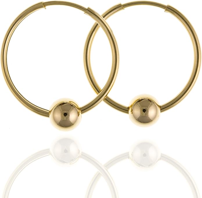 9ct Gold Plain Ball Hoop Earrings. 18mm. Amazon.co.uk Jewellery
