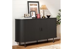 ONBRILL 55" Sideboard Buffet Cabinet with Storage, Storage Cabinet with Sliding Door & Adjustable Shelf, Modern Accent Coffee