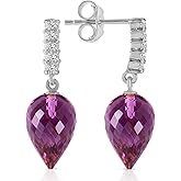 Galaxy Gold GG 14k Solid Gold Earrings with Diamonds and Pointy Briolette Amethysts