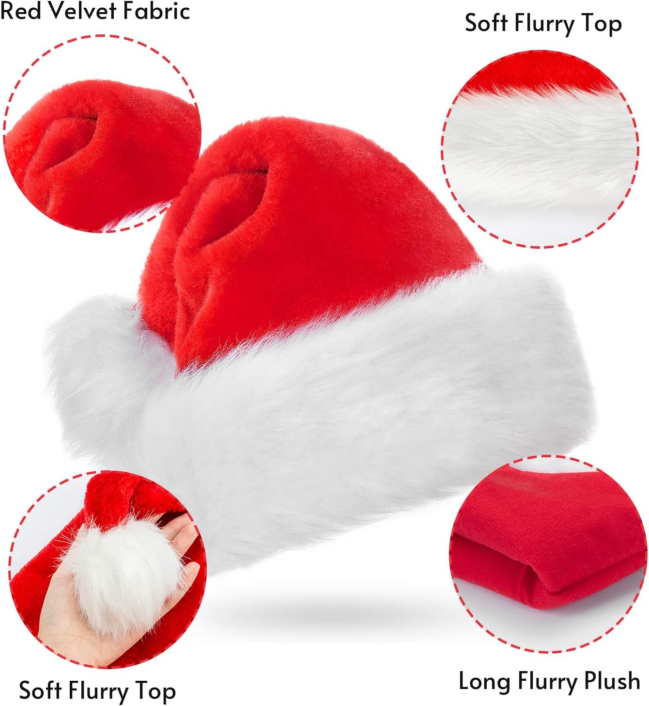benpen Santa Hat for Adults Christmas Hats Luxury Unisex Father Christmas Hats Plush Xmas Santa Claus Hat - Image 3