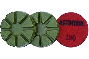 ACTINTOOL 3 inch Resin Bond Concrete Polishing Pad, Set of 3 Grit 100, Resin Bond Floor Grinder Pad for Concrete, Terrazzo, Cement Surface.