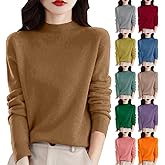 Numaller Cashmere Sweaters for Women Trendy Warm Mock Neck Sweater Lightweight Layering Winter Long Sleeve Tops Pullover