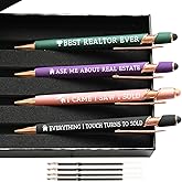 BSHELLOE Realtor Gifts, Closing Gifts for Real Estate Agent, 2-in-1 Stylus Ballpoint Pen Set, 1.0mm Black Ink (4 Pens with 4 Refills)