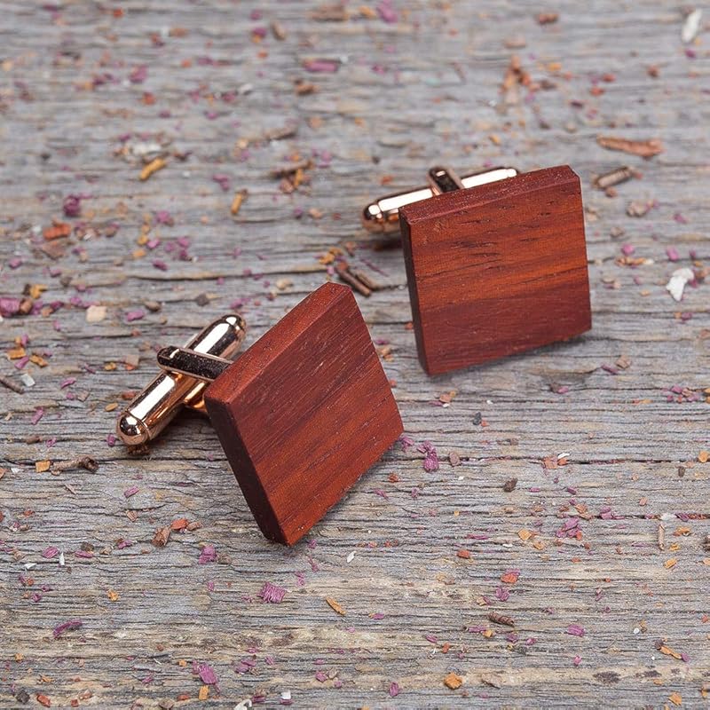 Paduk Wood cufflinks. Square cufflinks. Custom personalized