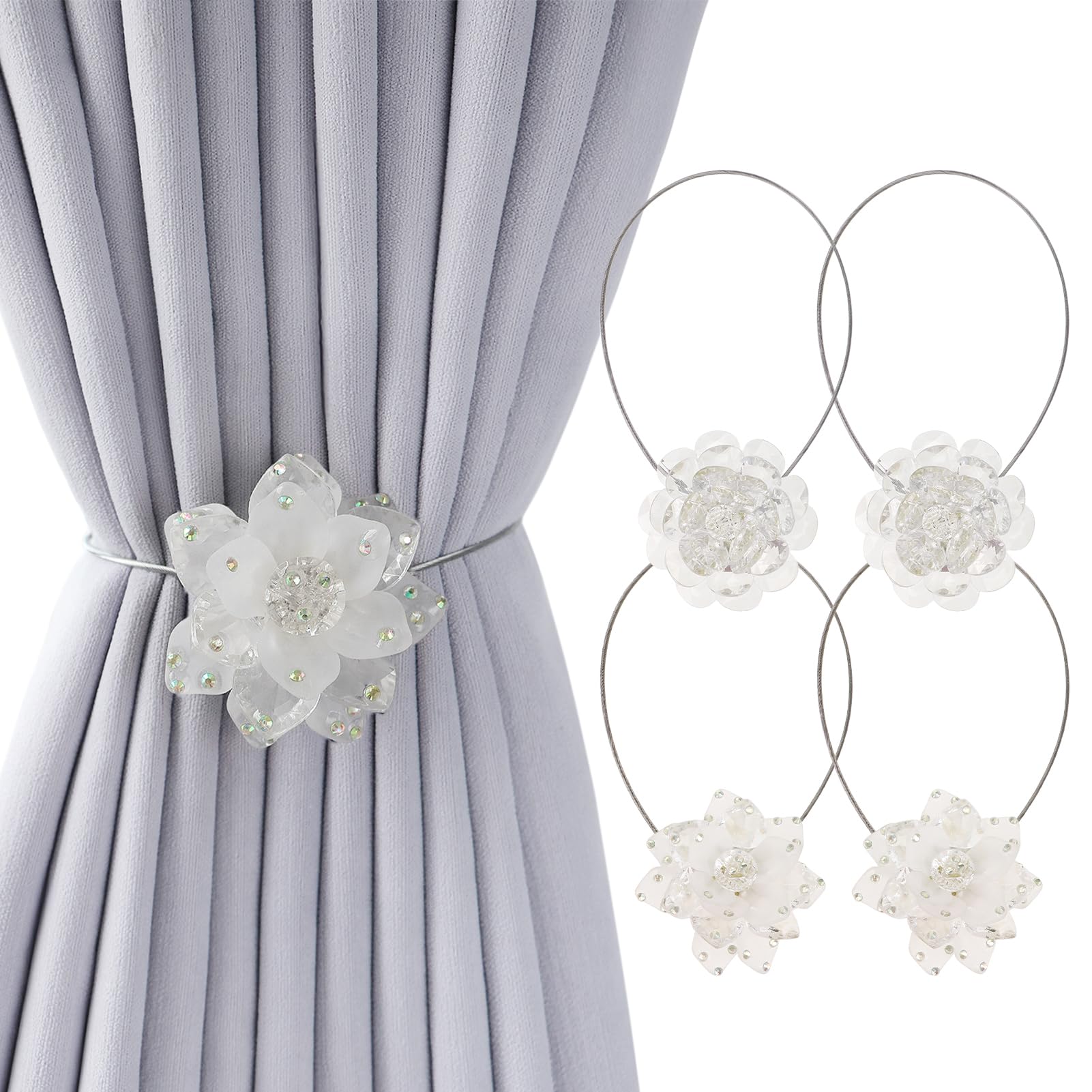 kilofly 4pc Magnetic Decorative Drape Buckle Holdbacks Curtain Tiebacks Clips