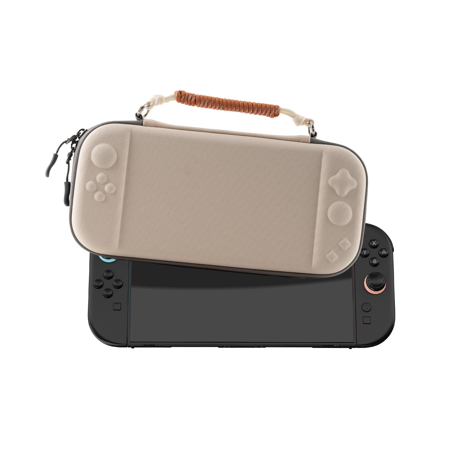 YONMOTTO Slim Carrying Case for Nintendo Switch 2 (2025), Lightweight Protective Hard Shell Portable Travel Case with 12 Game Card Slots & Screen Protector Mat (Beige)