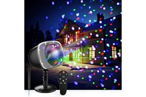 ARGIGU Christmas Projector Lights Outdoor,15 Colors Rotating Falling Snow Projection with Remote for Xmas Moving Points Landscape Lights for Home Indoor Yard Garden Party and for Show Club Pub Decorations