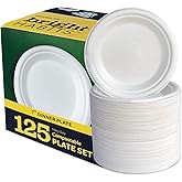 Bright Habits 7โ Compostable Plates, 125-Pack | Biodegradable Sugarcane | Sturdy, Microwave-Safe Disposable Plates for Parties & Events