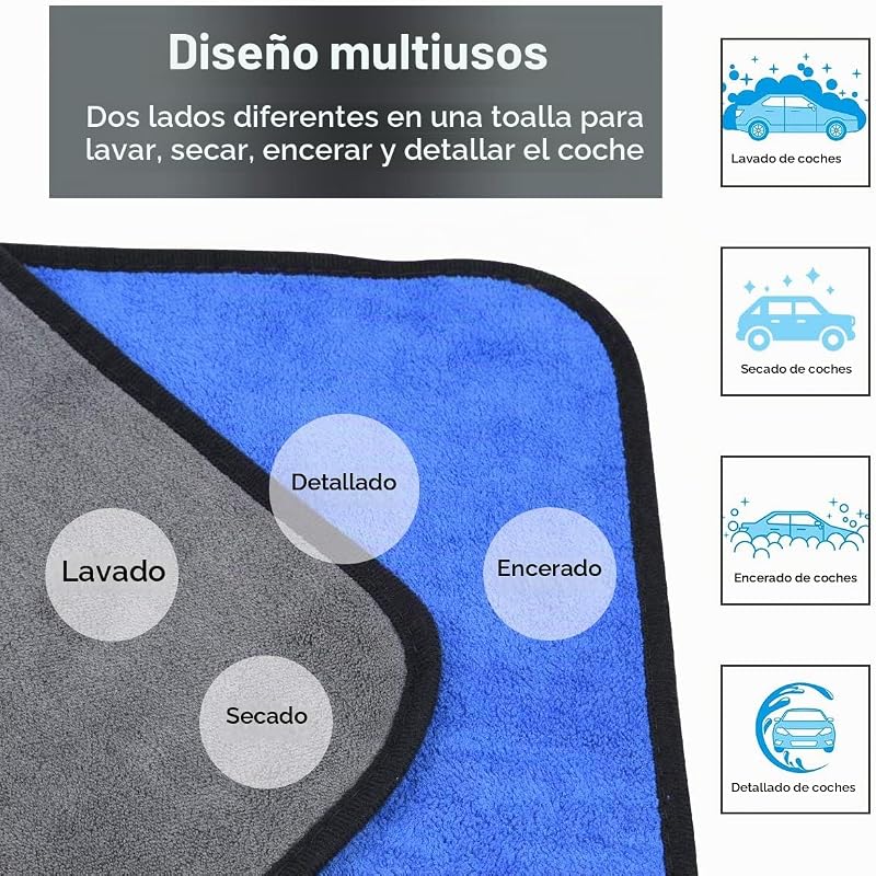 Panos de limpeza em microfibra, pacote de 6, toalhas grossas de duas camadas, sem fiapos, toalha super absorvente para lavagem doméstica e automóvel, secagem e detalhamento, 40 x 30 cm — foto 8 de 8