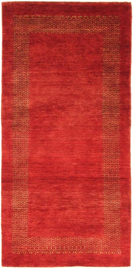Nain Trading Gabbeh Loribaft 141x69 Oriental Rug Hand-Knotted Runner Carpet Orange Indien Design Modern