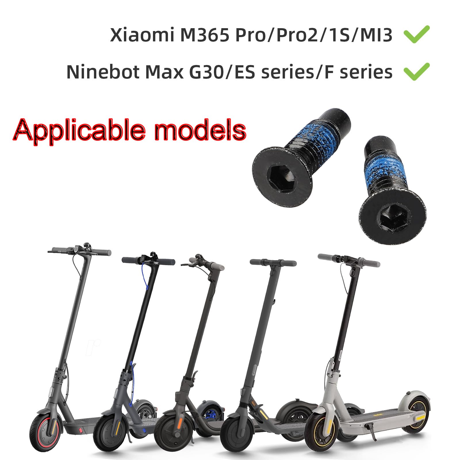 MIMIRACLE Scooter Forehead Head Screw Accessories - Carbon Steel Fixed Screw Kit (10 PCS) Compatible with Xiaomi M365 1s Pro Mi3 Ninebot Max G30/ES Series F Series Electric Scooter