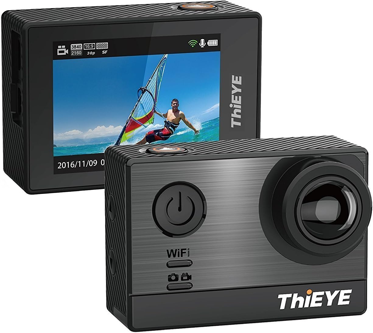 ThiEYE T5e Wifi Sport Camera,Ultra 4K HD16MP Sony Sensor/Ambarella Chipset Action Video Cam Compatible with External Mic,197FT Waterproof,170 Wide Angle,App Control