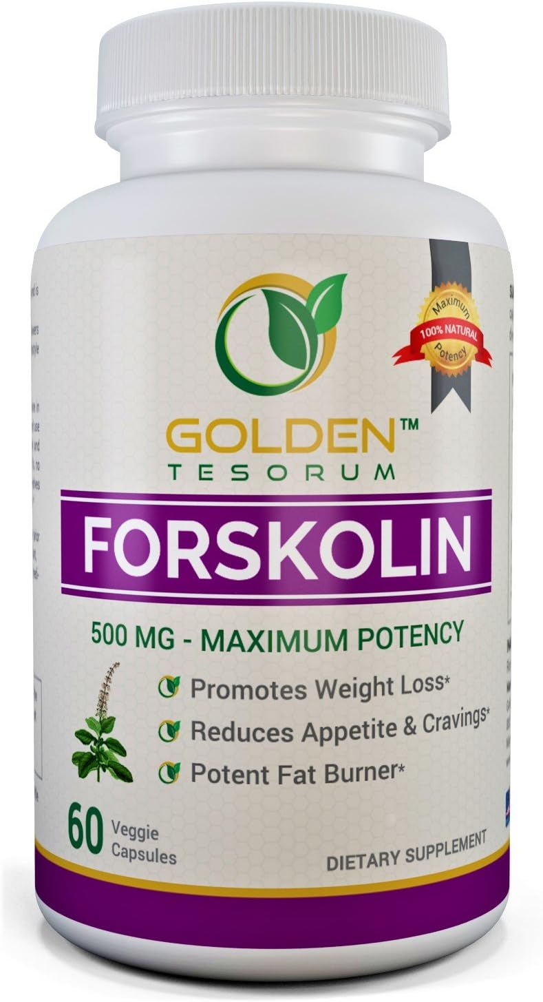 100% Pure Forskolin Extract for Weight Loss. Maximum Strength 500mg Coleus Forskohlii Supplement. Appetite Suppressant, Potent Fat Burner for Men and Women Made in USA